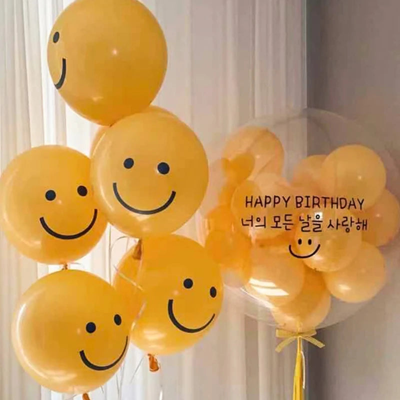 🔵 Smiley Balonlar Bobo Balon Mutlu Yıllar Partisi Dekorasyonu - Kıbrıs