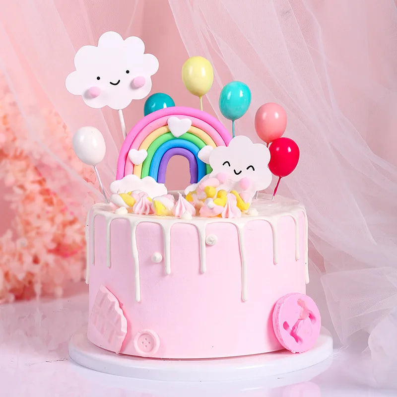 🔵 Smiley Cloud Rainbow Cake Topper Decor Baby Baby Party Cake - Κύπρο