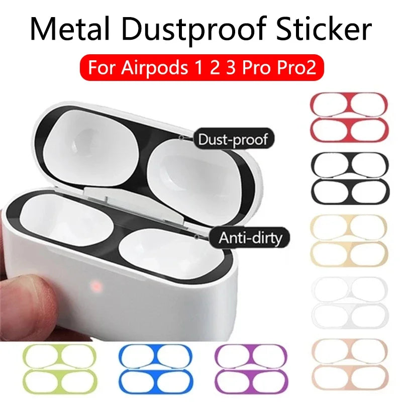 VEVICE Metal Dust Guard Stickers for AirPods 1, 2, 3, Pro, Pro2 - Cyprus