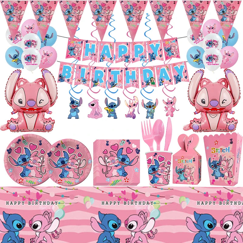 🔵 Disney Pink Stitch Γενέθλια Διακοσμήσεις Κόμματος - Κύπρος