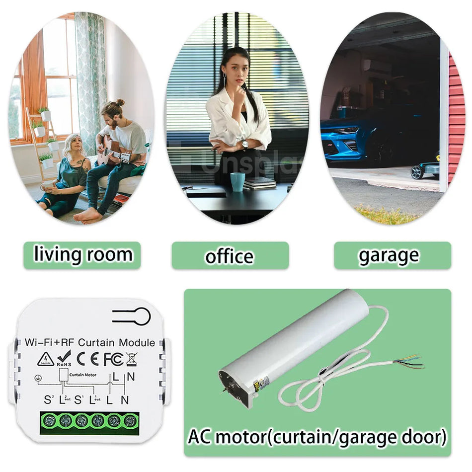 Tuya Smart Life Wifi Rf Curtain Switch Roller Shutter Module 433mhz RF Transmitter Remote Control Blinds Garage Door Alexa