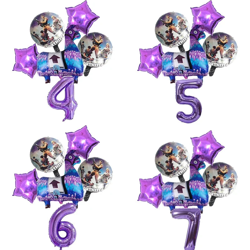 Fortnites Children Numbers Ballons Birthday Balloons Party Decoration Baby Shower Ornaments Cartoon Anime Decor Kids Cute Gifts