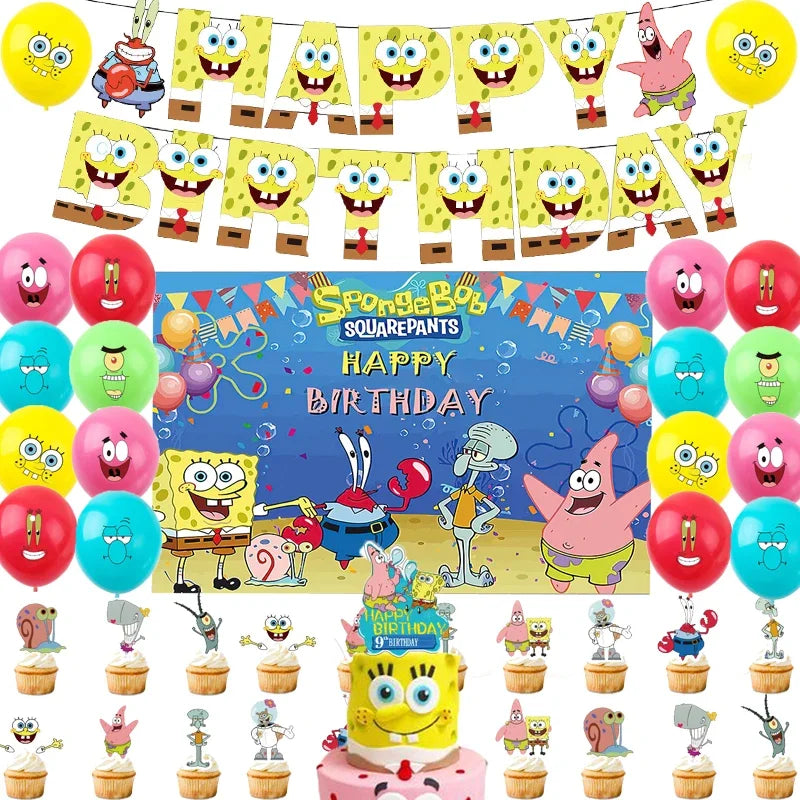 Sponge Cartoon Bob Birthday Party Decoration Set - Cyprus