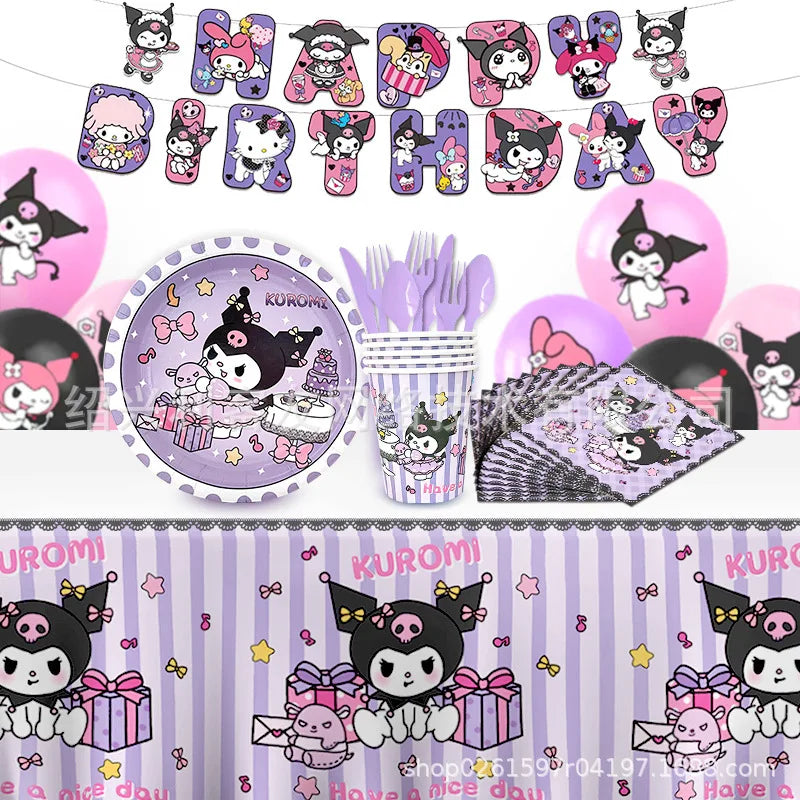 Kuromi Cartoon Disposable Tableware Set for Birthday Parties