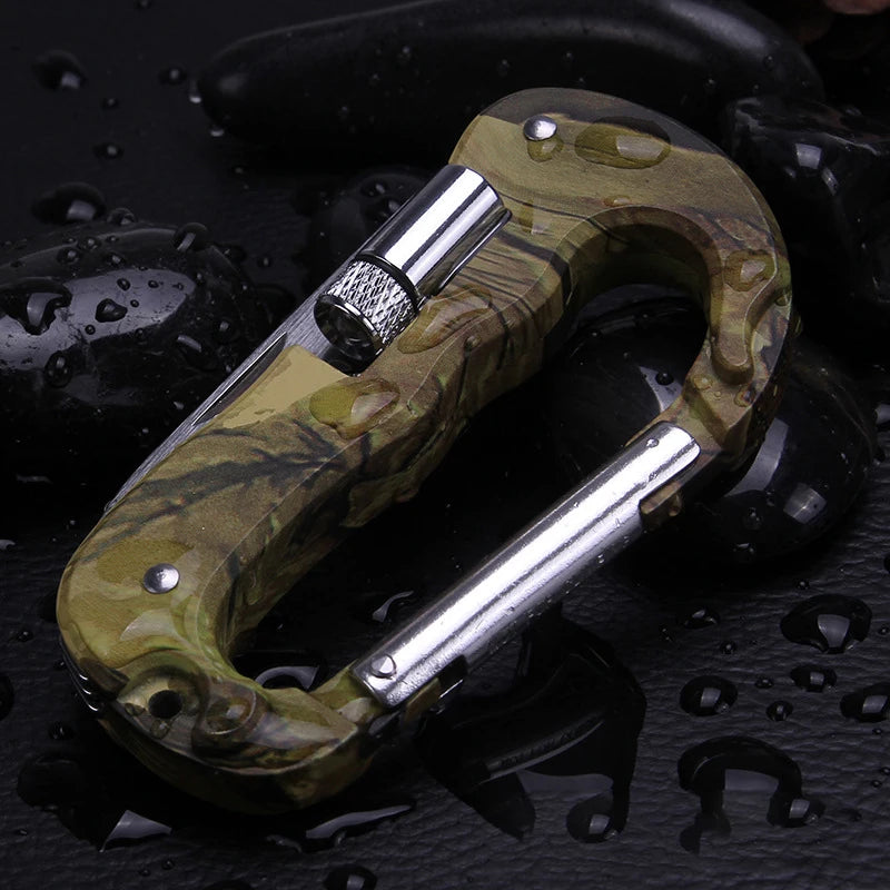 Υπαίθρια EDC Multi Tool Tactical Camo Camping αναρρίχηση Carabiner Parachuting Hook Hook Led Mountaineering Buckle