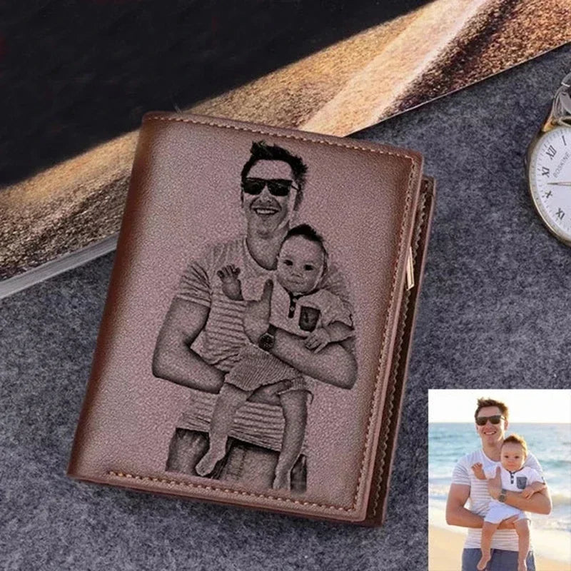 Custom Engraved PU Leather Wallet for Men - Luxury Personalised Gift