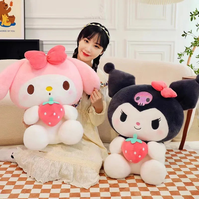 Sanrio Strawberry Kuromi Plush Pillow – Soft Stuffed Doll - Cyprus