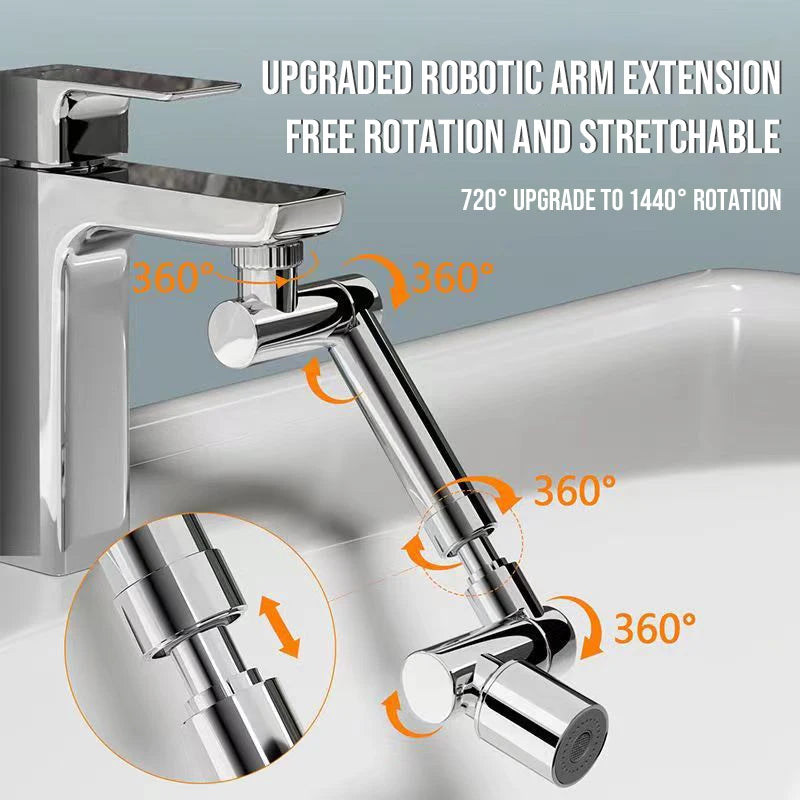 1440° Rotatable Scalable Metal Faucet Aerator Bathroom Tap Splash-proof Bubbler Faucet Filter Nozzle Tap Saving Water Extender