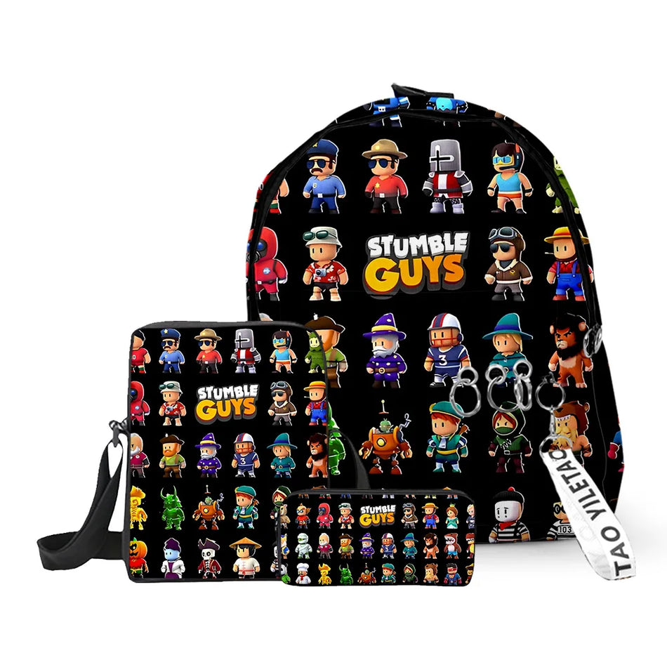 3D Stumble Guys Waterproof School Bag Set for Primary & Middle School - Cyprus