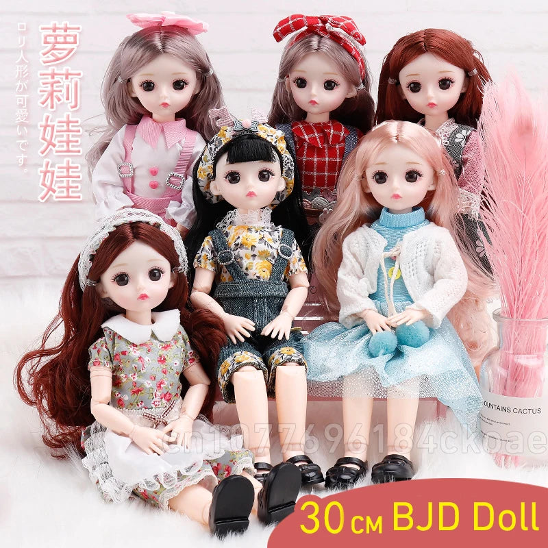🔵 Bjd Dolls 30cm Clothes Full Set 1/6 Kawaii Baby Reborn Dolls Toys For Girls 23 Ball Jointed Barbie Doll Dress Up DIY Kids Toys