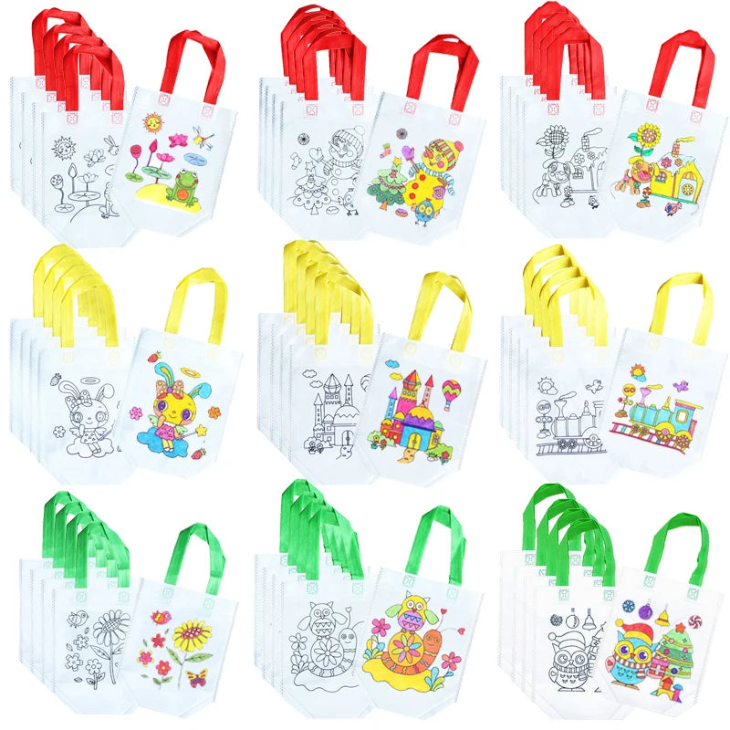 5pcs Kinder handgefertigt Graffiti Bag handgefertigtes DIY -Puzzle -Spielzeug Umweltschutz Kinder Maltasche Zeichnung Spielzeug TMZ