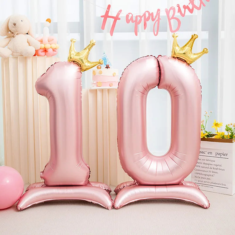 Pink Crown 42inch Number Foil Balloon for Girls' Birthday Party Decoration - Cyprus