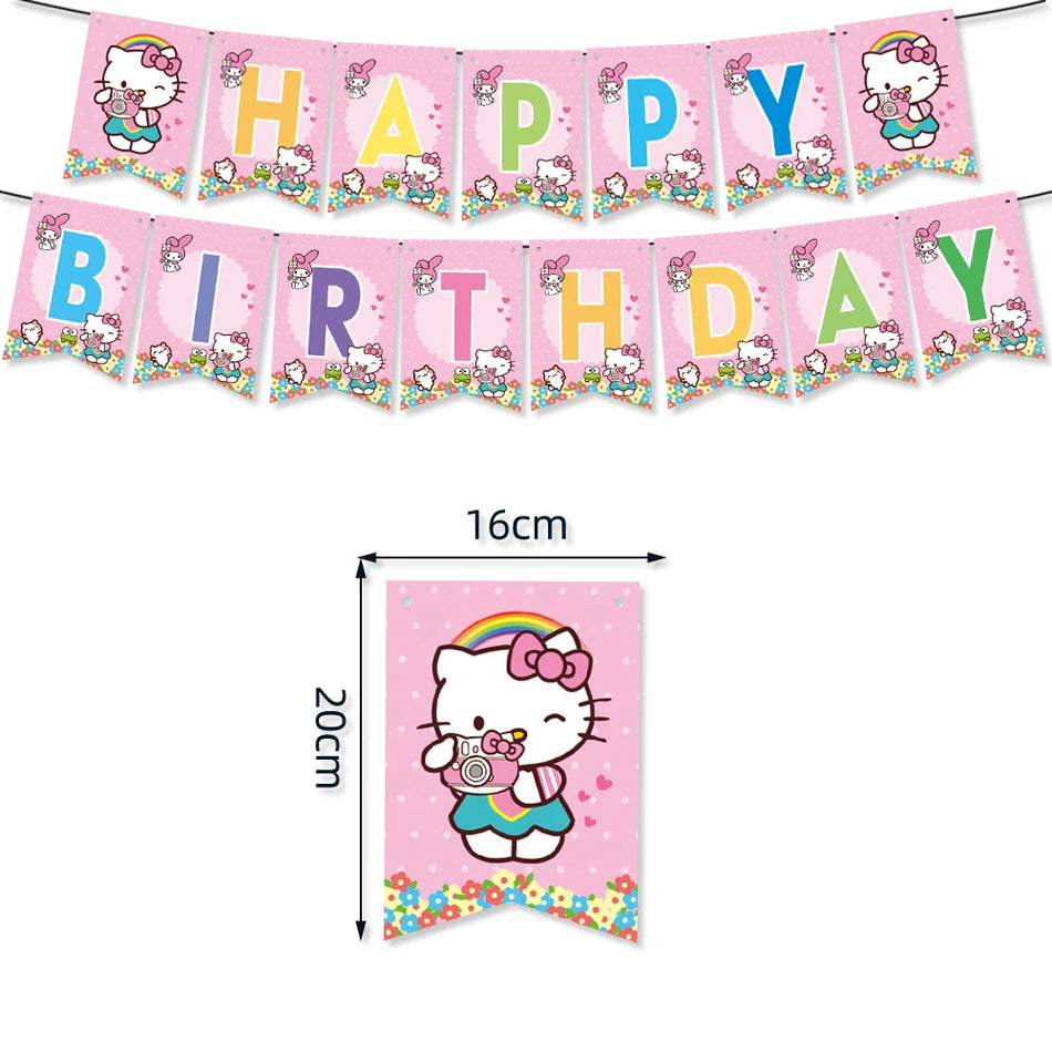 Hello Kitty Birthday Party Supplies - Kuromi & Cinnamoroll Tablecloths & Banners