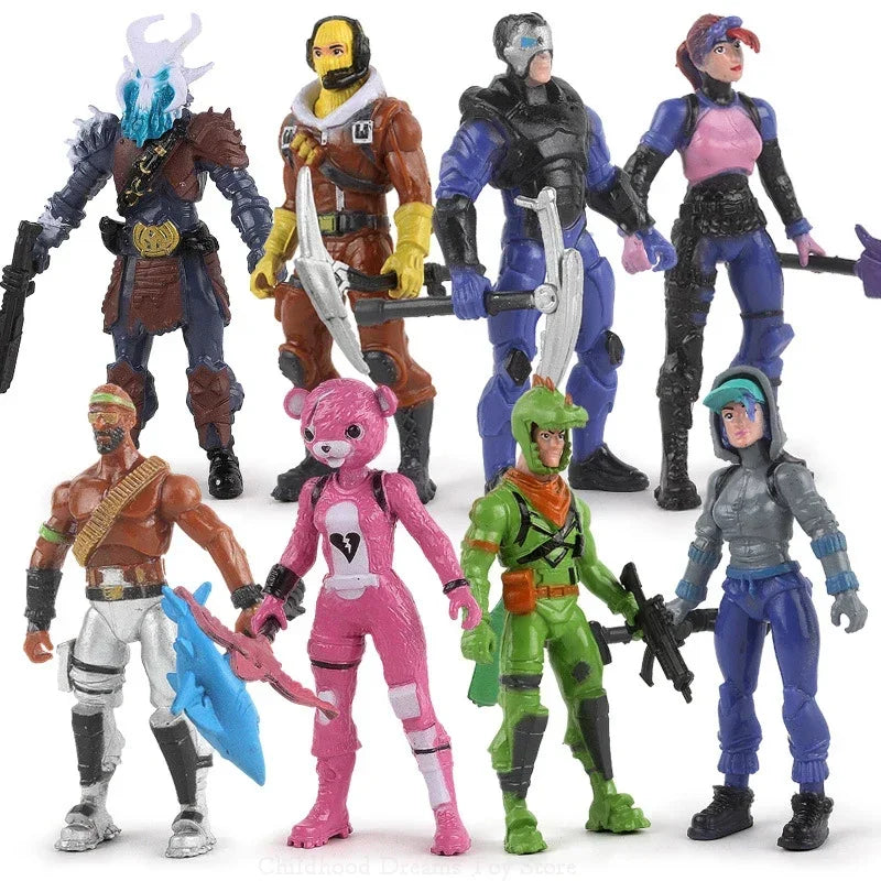 8Pcs/Set Fortnite Toys 10-11cm Action Figure Model Game Fornite 8th Generation Toy Doll with Weapon Kids Boys Birthday Xmas Gift