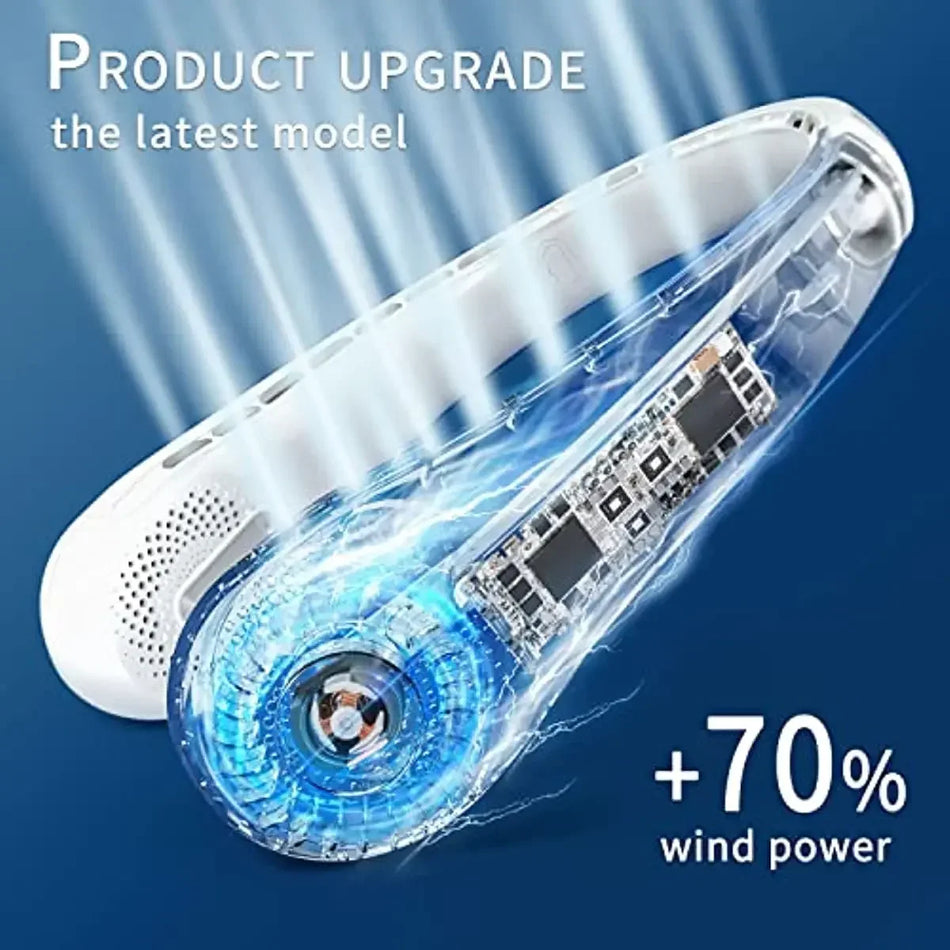 HUANJI Portable Neck Fan 360° Cooling Strong Wind with Adjustable Speed and 5200mAh Rechargeable Battery - Cyprus