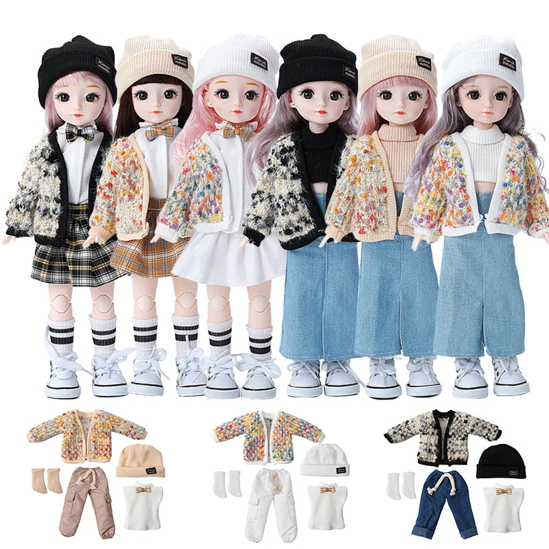 Modepullover Set 1/6 BJD Puppe Ersatz Kleidung Mädchen oder Boy Puppenrock Accessoires 30 cm Puppen Kinder Mädchen Spielzeug Geschenk