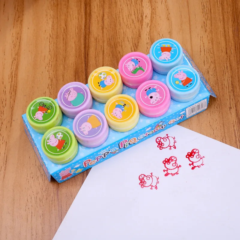 🔵 Peppa Pig Original Stamp Toys Boxed 10pcs/Set - Cyprus