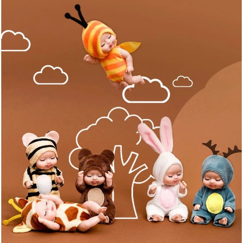 🔵 New Fashion 11cm Simulation Rebirth Dolls Toy Mini Cute Sleeping Baby Series Doll Cartoon Animal Toy for Kids Birthday Gift