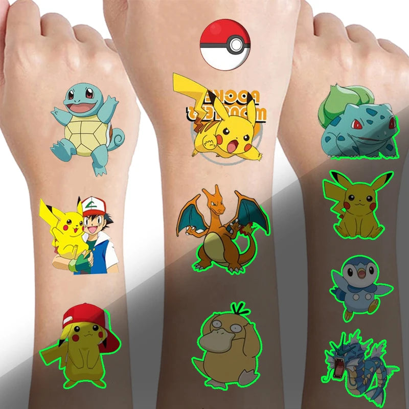 Pikachu Luminous Temporary Tattoos for Kids - Cyprus