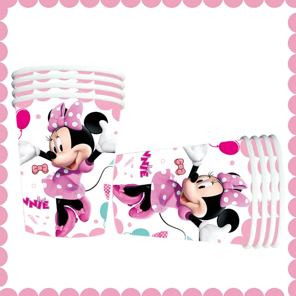🔵 Minnie Mouse Party Decorations Pink Tableware Banner - 89Pcs Set - Cyprus