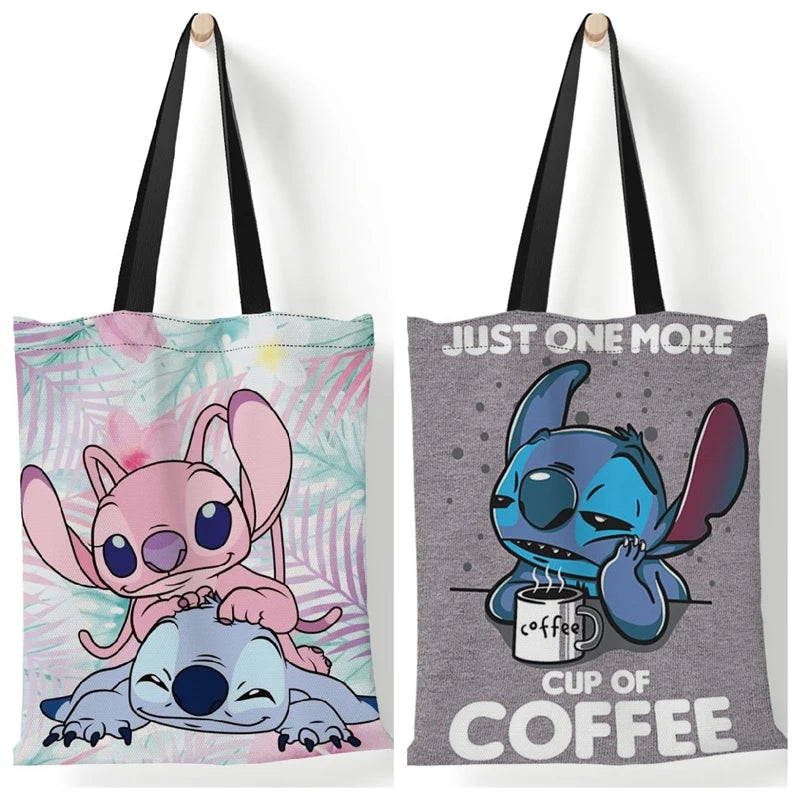 Disney Anime Figure Stitch Tote Bag for Women - Large Capacity Canvas Handbag with Stitch Design - Lilo & Stitch Girls Gifts 35x40cm - Cyprus