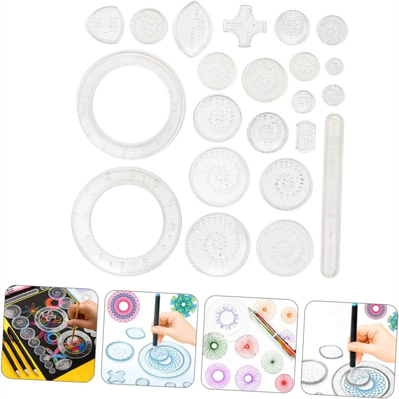 22/4/1pc Spirograph Lineal Zeichnen Kratzer Malerei Spielzeug ineinandergreifende Zahnräder Malerei Zeichnen Accessoires Bildungsspielzeug