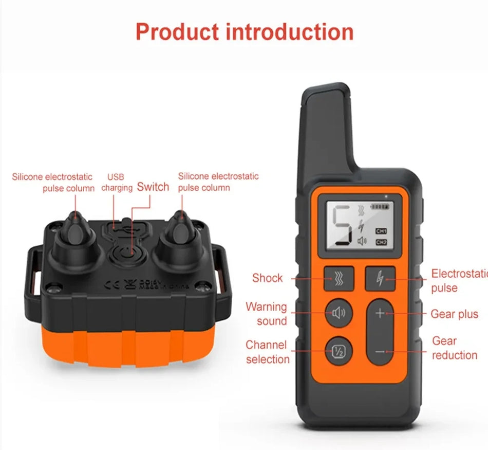 Rechargeable Waterproof Dog Training Collar with Remote Control and Shock Vibration