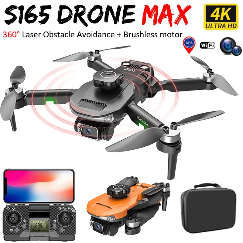 Yeni S165 MAX Engellerden Kaçınma Drone 4K WIFI Çift ESC Kamera 4 Eksenli Mini Katlanabilir Fırçasız 4K Uçak Drone Çocuk Hediye Oyuncak