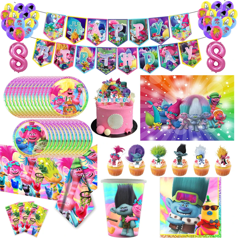 🔵 Disney TROLLS Magic Hair Elf Birthday Party Decoration Supplies - Cyprus
