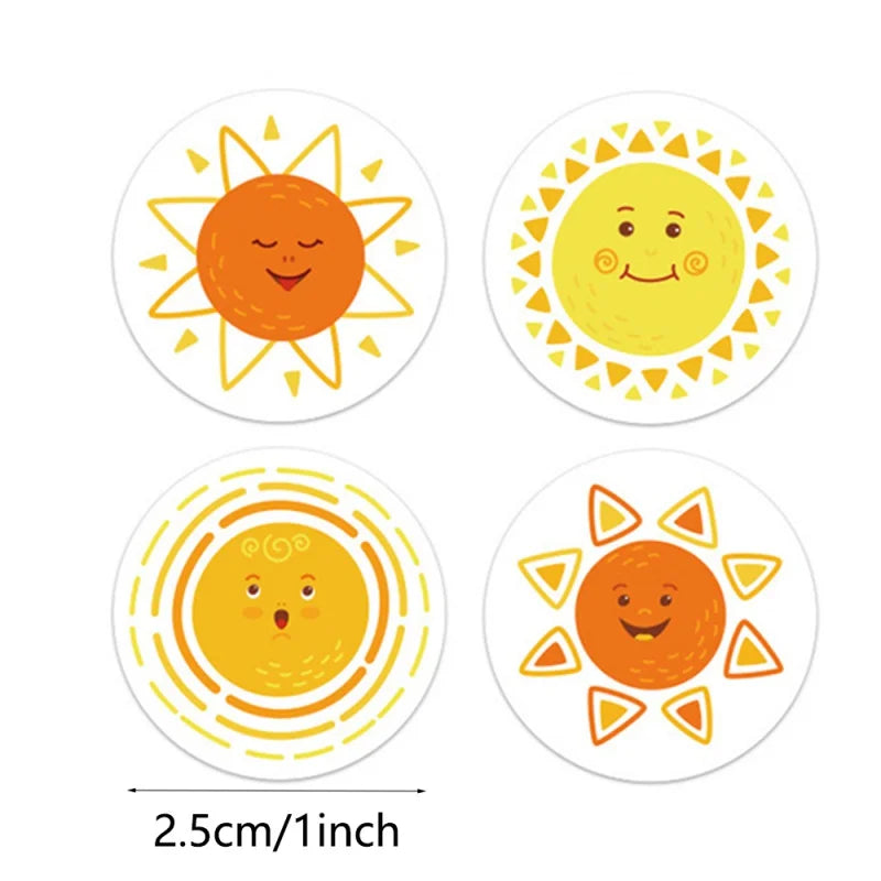 🔵 Coliky 500pcs 8 стилей круглый мультфильм Smiley Kids Keting Stickers - Кипр