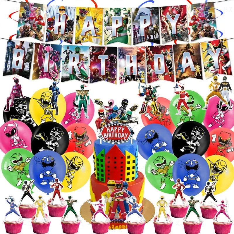 Power And Rangers Birthday Supplies - Cake Decor, Hero Banner & Latex Balloons - Cyprus