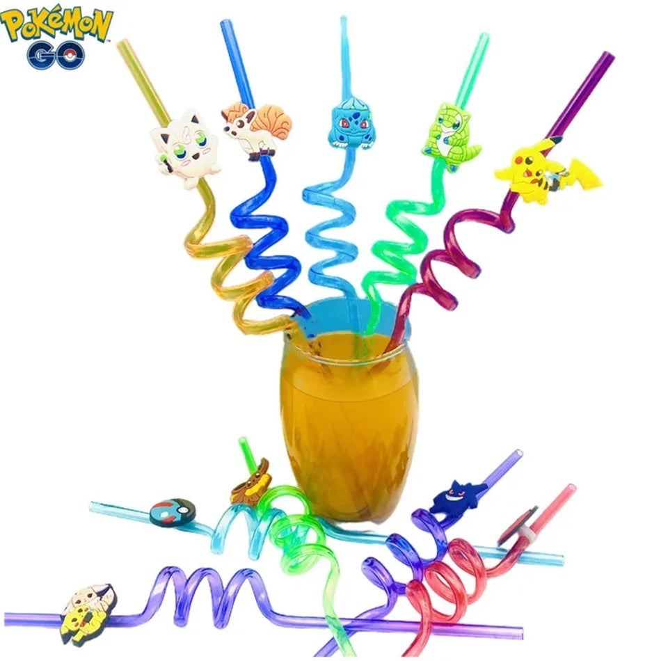 🔵 Pokemon Pikachu многоразовые пластиковые соломинки для детских вечеринок по случаю дня рождения - Кипр