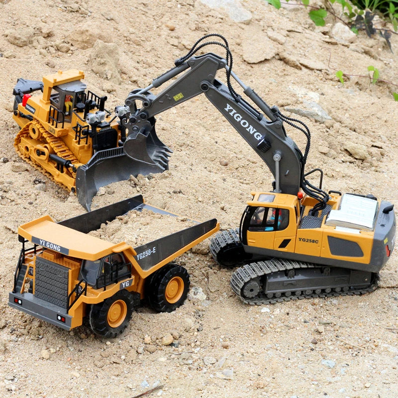 🔵 Children 2.4G Remote Control Excavator RC Model Car Toys Dump Truck Bulldozer Engineering Vehicle Christmas Birthday Gifts