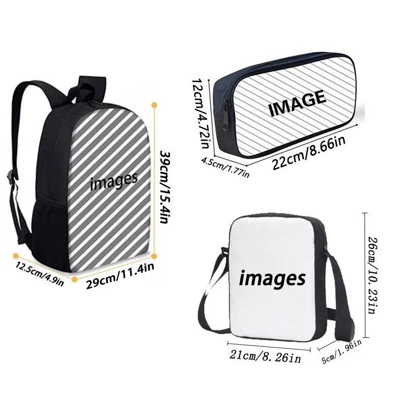 Anime-Inspired 3-Piece School Backpack Set for Kids - Cyprus