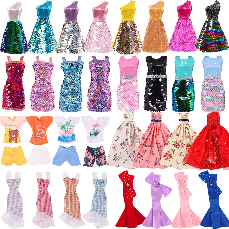 Barbies Doll Clothes Fashion Dinner Dress Party Princess Dress Lace Bowknot Wrap Chest Dress Fit 11.8Inch BJD&Blyth Girls Toys