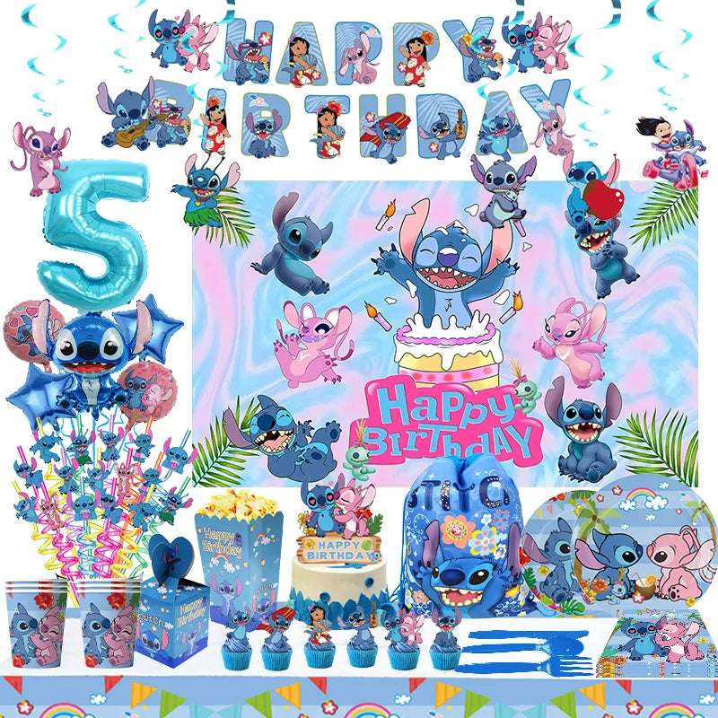 🔵 Magical Stitch Birthday Party Decorations Set - Cyprus
