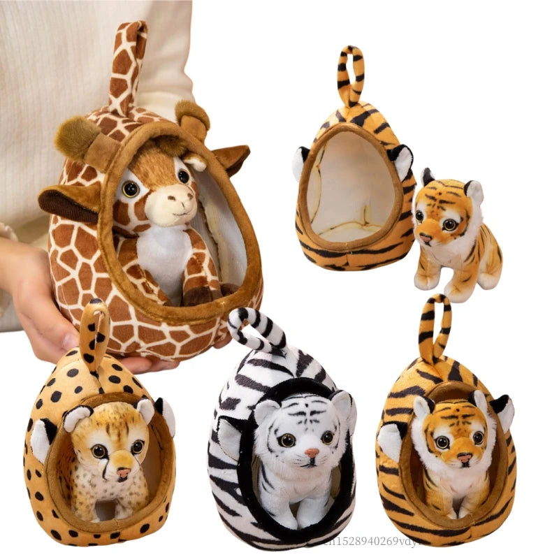 18cm Soft Plush Animal Dolls - Tiger, Leopard, Giraffe, Lion - Cyprus