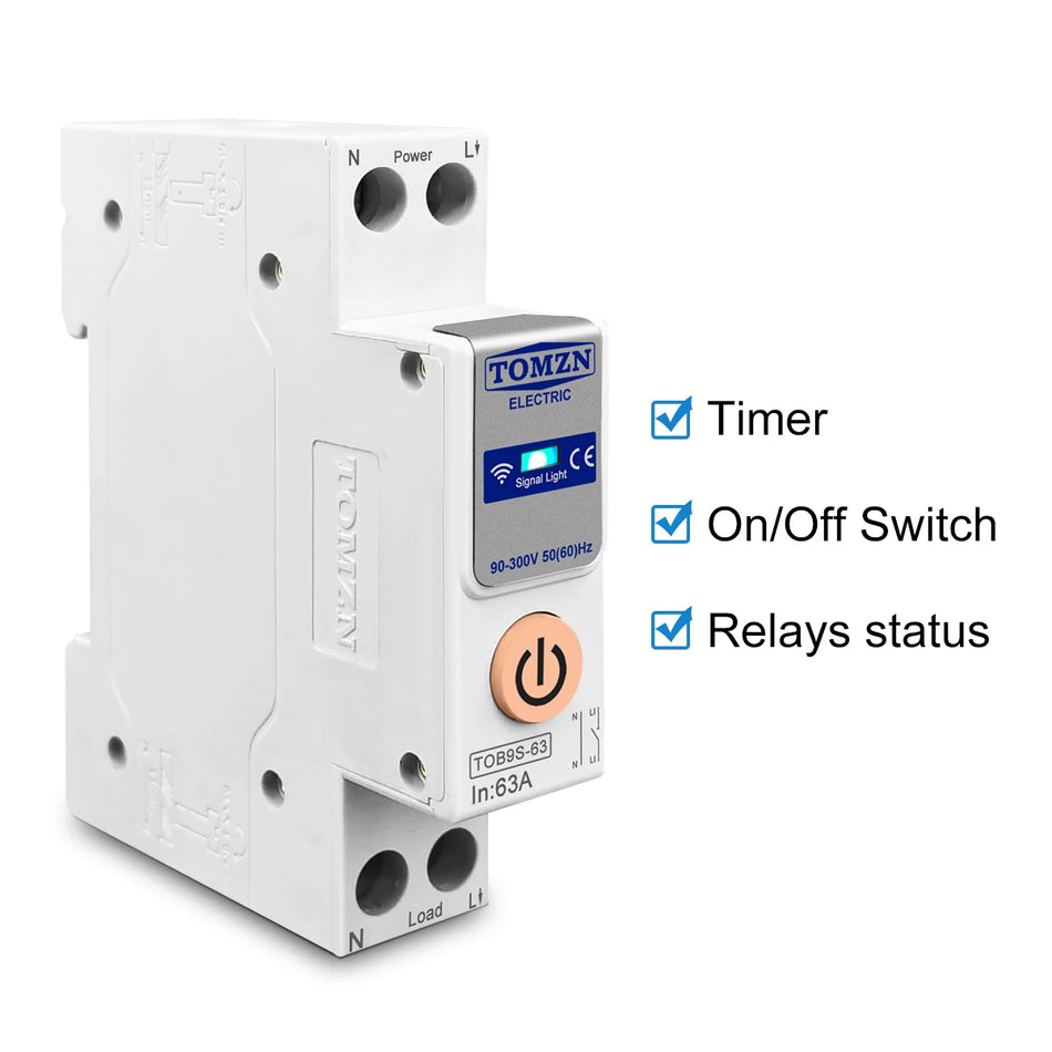 Tomzn 1P + N 63A Smart Interrupteur et compteur d'énergie