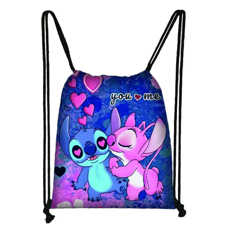 Lilo Stitch Drawstring çanta günlük gündelik çanta erkek kız sırt çantası çizim çantaları - Kıbrıs