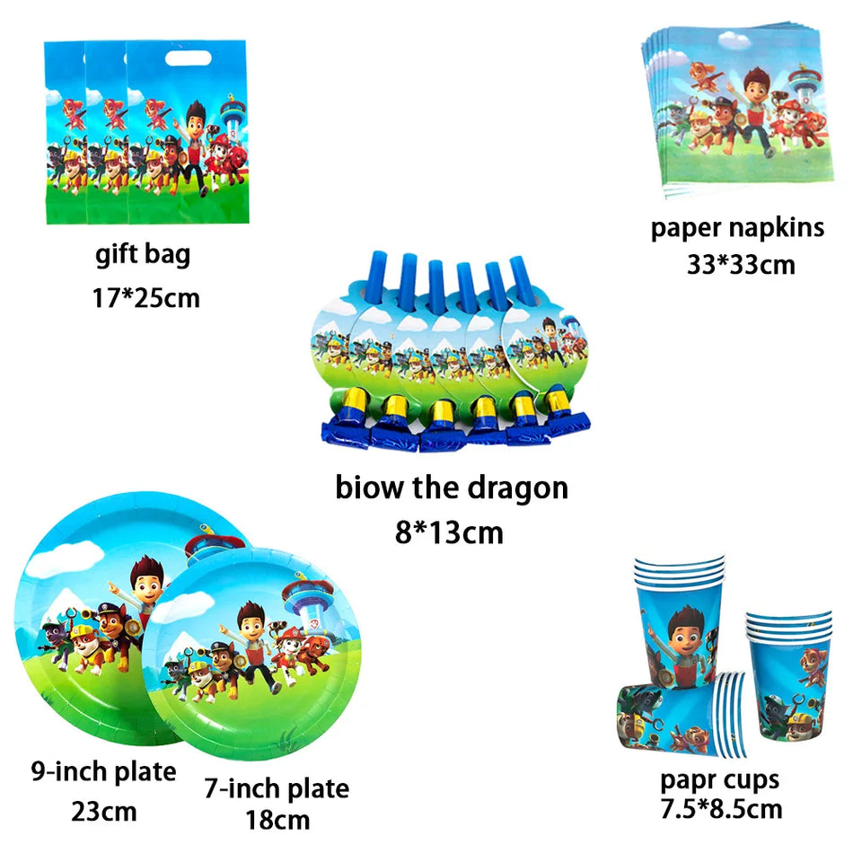 🔵 Paw Patrol Birthday Party Decorations Tableware Supplies Balloons Paper Plates Cups Cyprus
