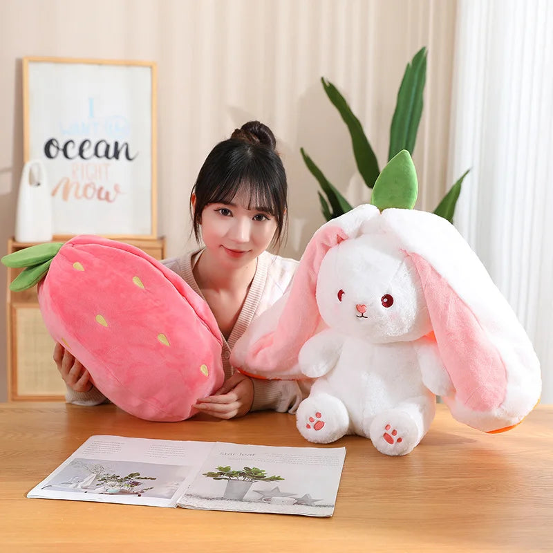 BABIQU 35cm Plush Carrot Rabbit Doll in Strawberry Bag