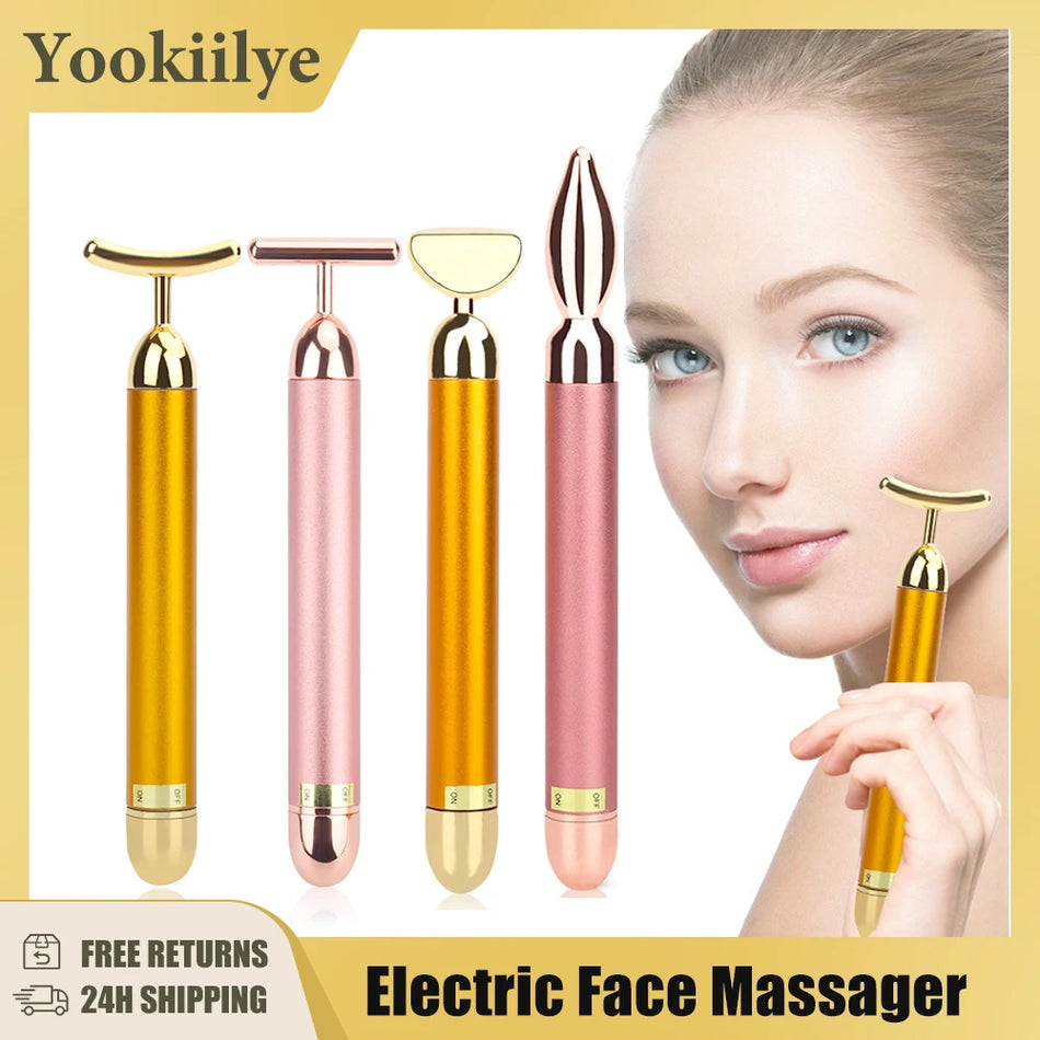 Yookiilye 24k Χρυσό ηλεκτρικό πρόσωπο Massager - Σφίξτε το δέρμα και το εργαλείο ανύψωσης του δέρματος