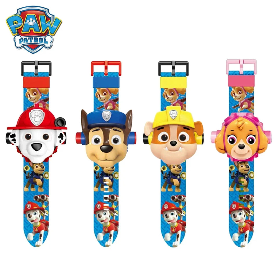 🔵 Paw Patrol Watch Toys Set 3D Projection Digital Watches Cartoon Puppy Patrulla Canina Anime Figures Toy Marshall Chase Kid Gift