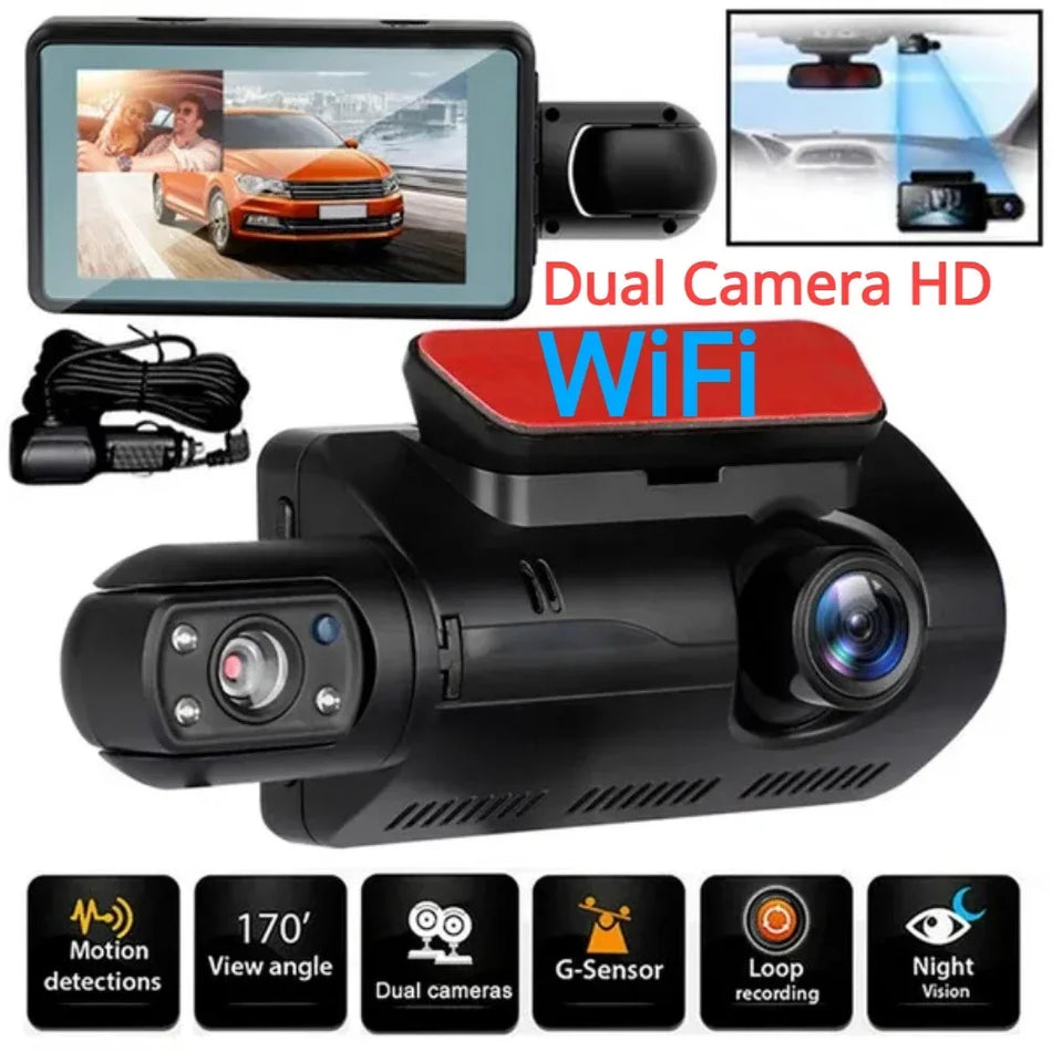 HD 1080p Dual Lens Dash Cam для автомобилей Blackbox Car Video Recorder с Wi-Fi Night Vision Gool Dessor Recording Dvr