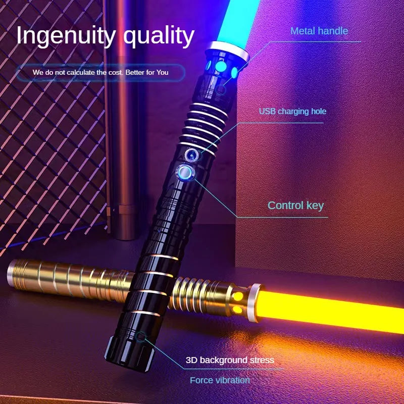 Lightsaber Metal RGB Lazer Kılıç Oyuncakları Light Saber 7 Renk Değişim Çocuk Sesli Kuvvet FX FOC Blaster Toys Jedi Lazer Kılıç Hediye