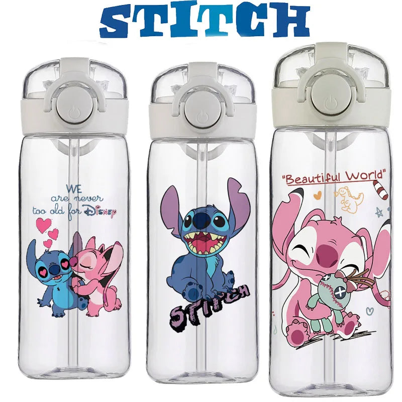 Disney Stitch Tasse Klare Wasserflasche - 400ML Auslaufsichere Sportflasche für Kinder 