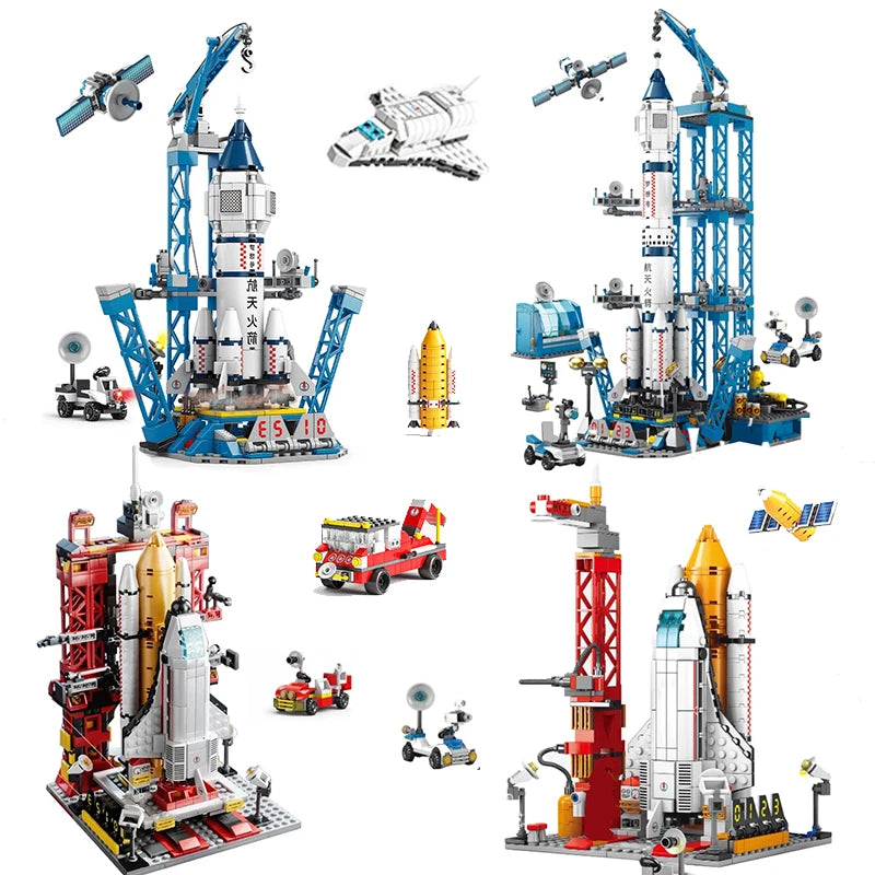 Space Shuttle Building Block bemannte Rakete Start Pad Moon Basis Modell DIY Ziegelspielzeug für Kinder Geschenkversammlung Set Christma