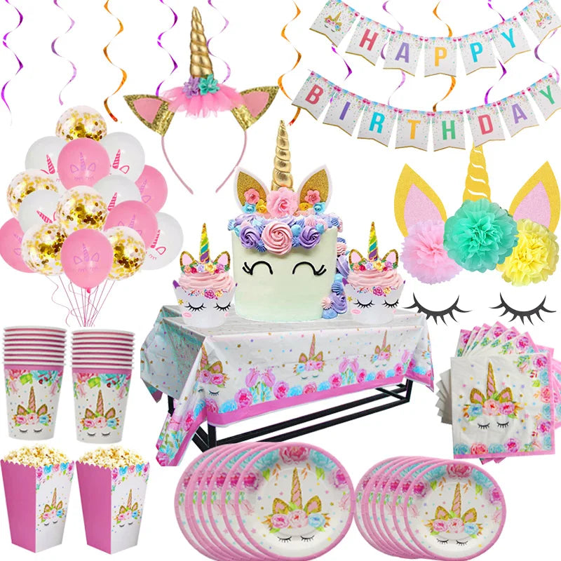 Rainbow Unicorn Birthday Supplies Set 🌈🦄 - Cyprus