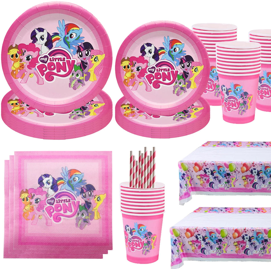 🔵 Little Pony Birthday Party Decorations & Tableware Set - Cyprus