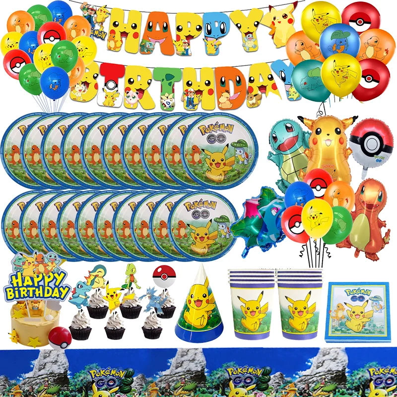 🔵 Pikachu Pokemon Doğum Günü Partisi Malzemeleri Dekorasyon Kiti - Kıbrıs